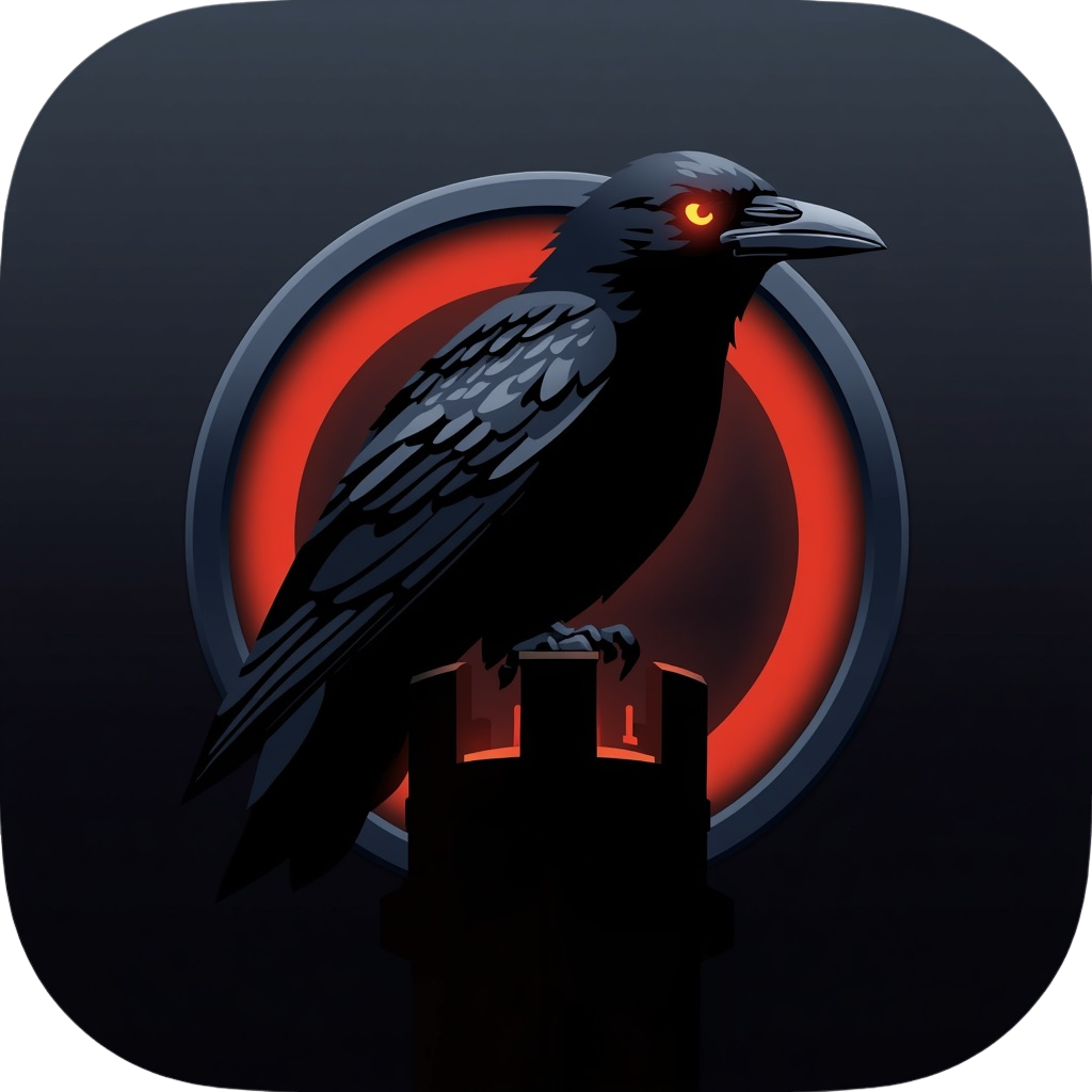Vardyn — the red raven warden on its watchtower
